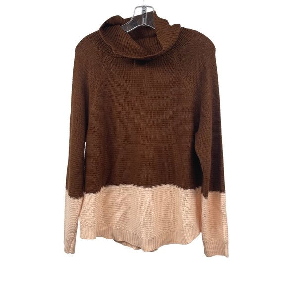 Major Label Group Women's Knit Sweater Cowl Neck Brown/Blush Size Large - Picture 1 of 8